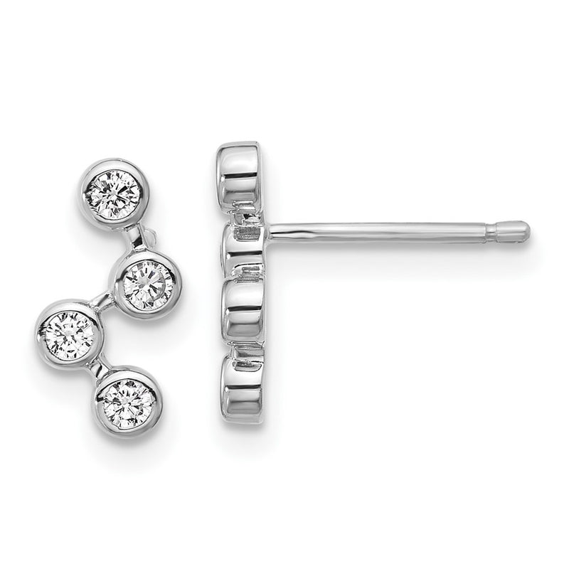 Sterling Silver Cheryl M Rhodium Plated Polished Multi Bezel Set CZ Post Earrings