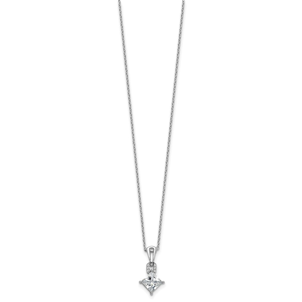 Sterling Silver Cheryl M Rhodium Plated Polished Fancy CZ Link W/ 2in Ext Necklace