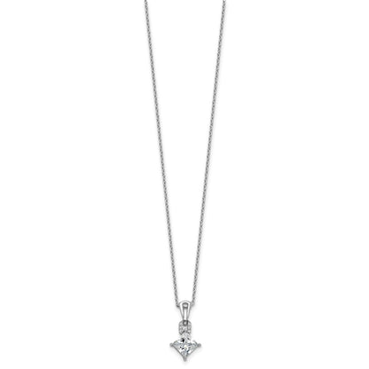 Sterling Silver Cheryl M Rhodium Plated Polished Fancy CZ Link W/ 2in Ext Necklace
