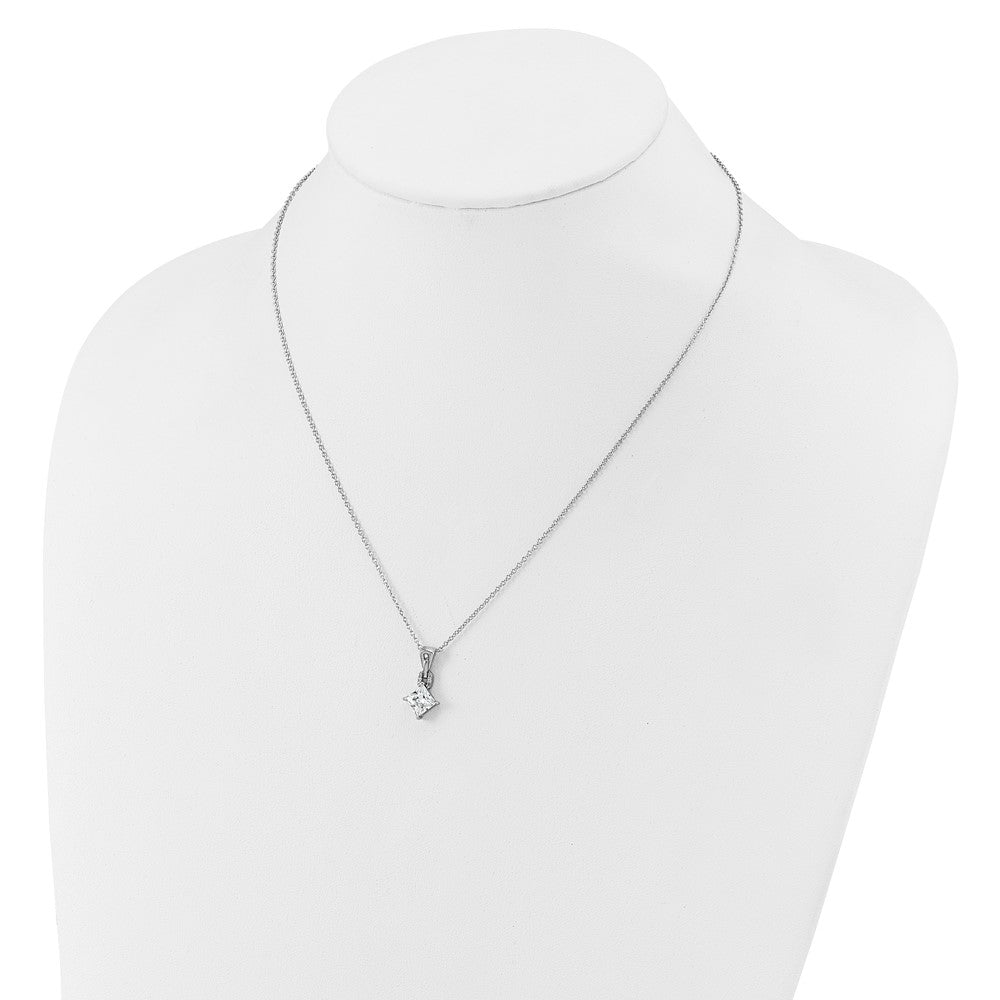 Sterling Silver Cheryl M Rhodium Plated Polished Fancy CZ Link W/ 2in Ext Necklace