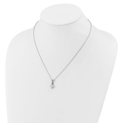 Sterling Silver Cheryl M Rhodium Plated Polished Fancy CZ Link W/ 2in Ext Necklace