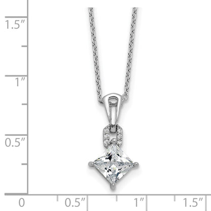 Sterling Silver Cheryl M Rhodium Plated Polished Fancy CZ Link W/ 2in Ext Necklace