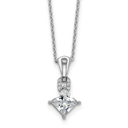 Sterling Silver Cheryl M Rhodium Plated Polished Fancy CZ Link W/ 2in Ext Necklace