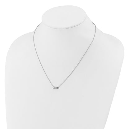 Sterling Silver Cheryl M Rhodium Plated Polished Fancy CZ Bar Necklace
