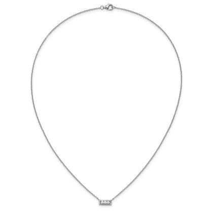 Sterling Silver Cheryl M Rhodium Plated Polished Fancy CZ Bar Necklace