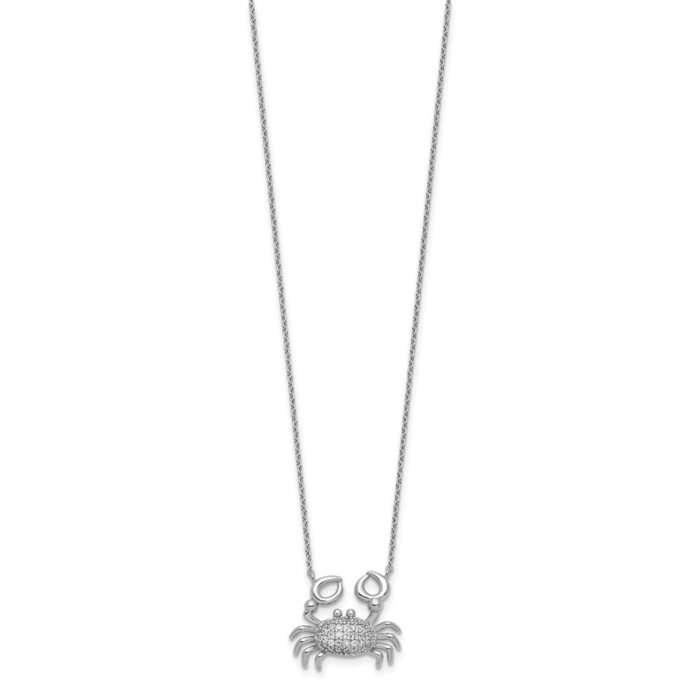 Sterling Silver Cheryl M Rhodium-Plated Polished CZ Crab Necklace