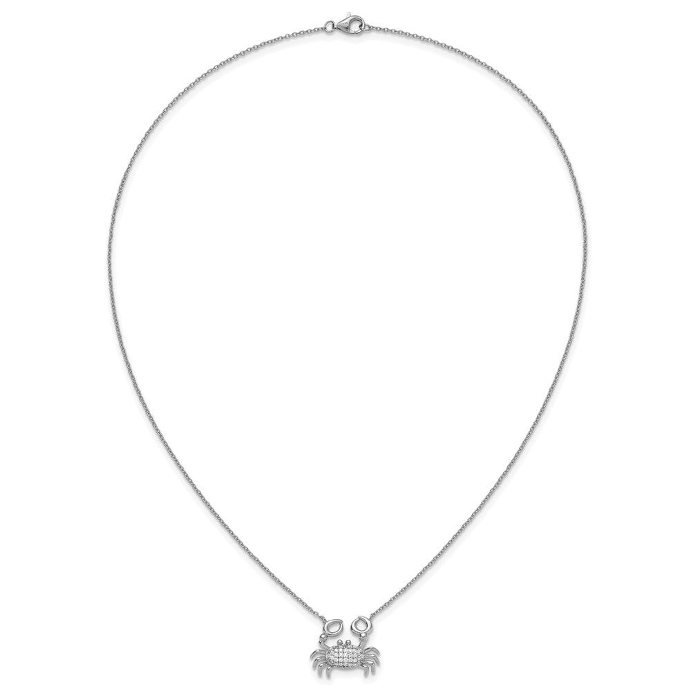 Sterling Silver Cheryl M Rhodium-Plated Polished CZ Crab Necklace