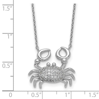 Sterling Silver Cheryl M Rhodium-Plated Polished CZ Crab Necklace