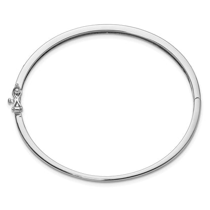 Sterling Silver Cheryl M Rh-Pltd Polished CZ Hinged Bangle