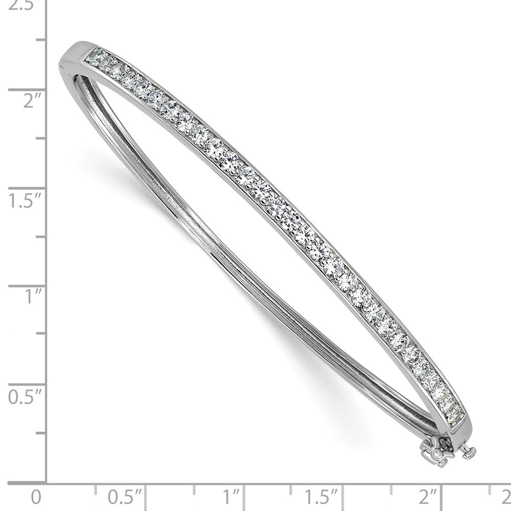 Sterling Silver Cheryl M Rh-Pltd Polished CZ Hinged Bangle