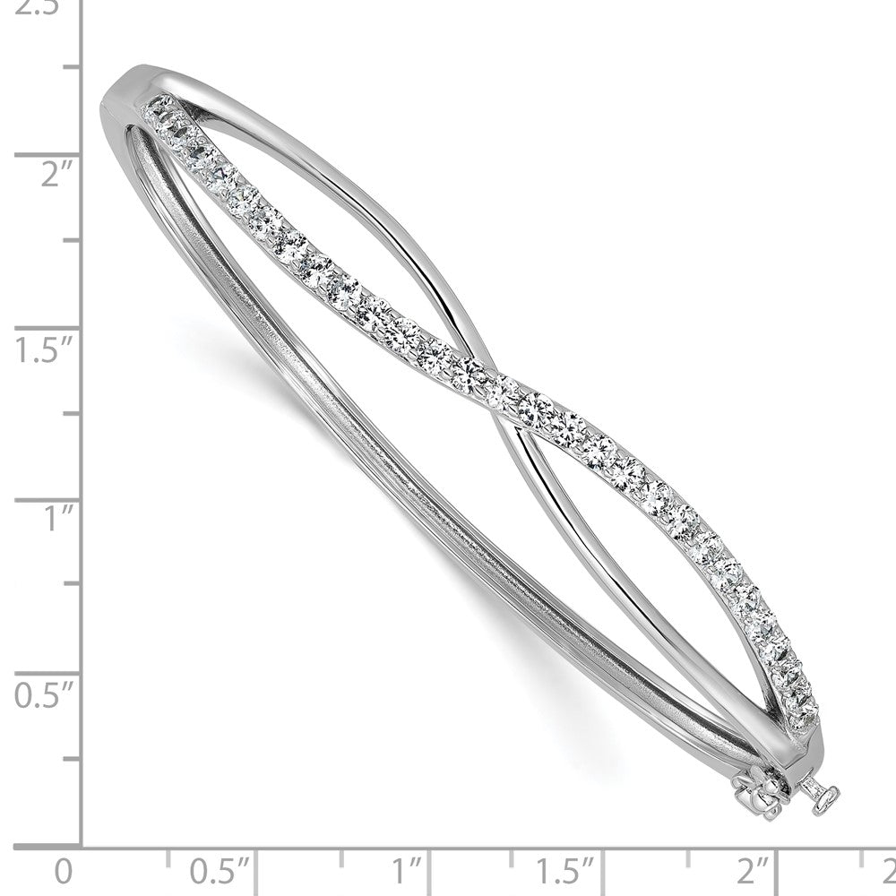 Sterling Silver Cheryl M Rh-Pltd Polished CZ Infinity Hinged Bangle