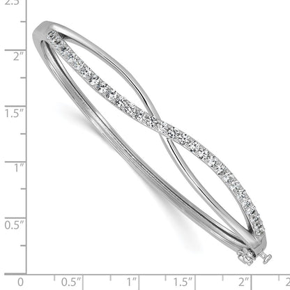 Sterling Silver Cheryl M Rh-Pltd Polished CZ Infinity Hinged Bangle
