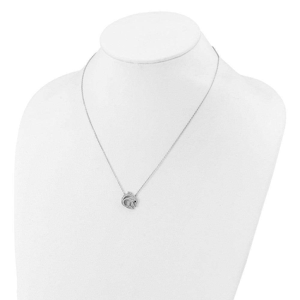 Sterling Silver Cheryl M Rh-Pltd Black & White CZ Dolphin Necklace