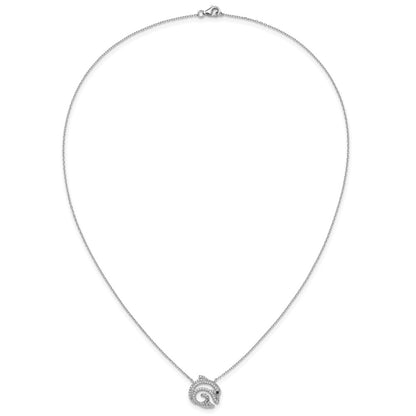 Sterling Silver Cheryl M Rh-Pltd Black & White CZ Dolphin Necklace