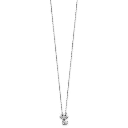 Sterling Silver Cheryl M Rhodium-Plated Black & White CZ Cat Necklace