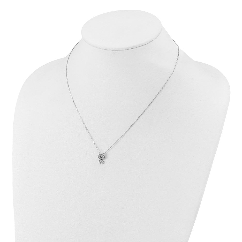 Sterling Silver Cheryl M Rhodium-Plated Black & White CZ Cat Necklace