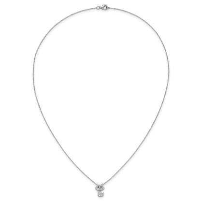 Sterling Silver Cheryl M Rhodium-Plated Black & White CZ Cat Necklace