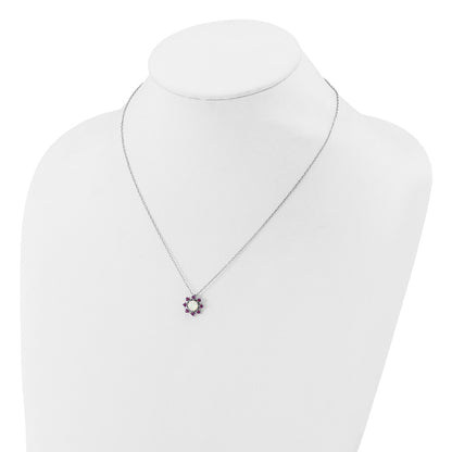 Sterling Silver Cheryl M Rh-Pltd Cr. Opal & Pink Crystal Flower Necklace