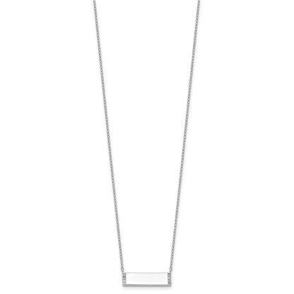 Sterling Silver Cheryl M Rhodium Plated Polished CZ Bar Necklace