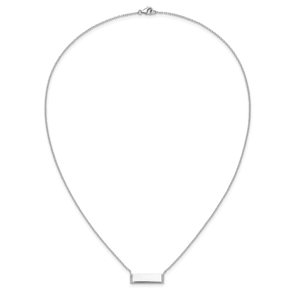 Sterling Silver Cheryl M Rhodium Plated Polished CZ Bar Necklace