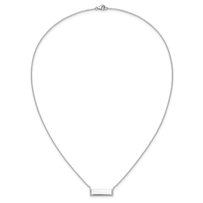 Sterling Silver Cheryl M Rhodium Plated Polished CZ Bar Necklace
