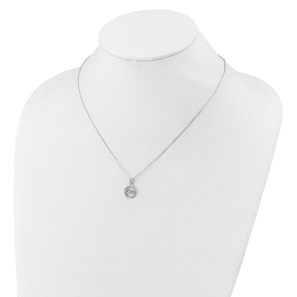 Sterling Silver Cheryl M Rh-Pltd CZ Infinity Circle Necklace/post Earrings Set
