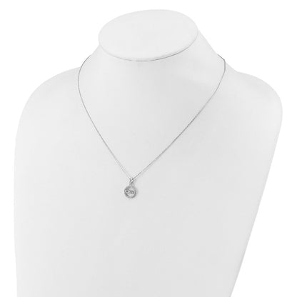 Sterling Silver Cheryl M Rh-Pltd CZ Infinity Circle Necklace/post Earrings Set