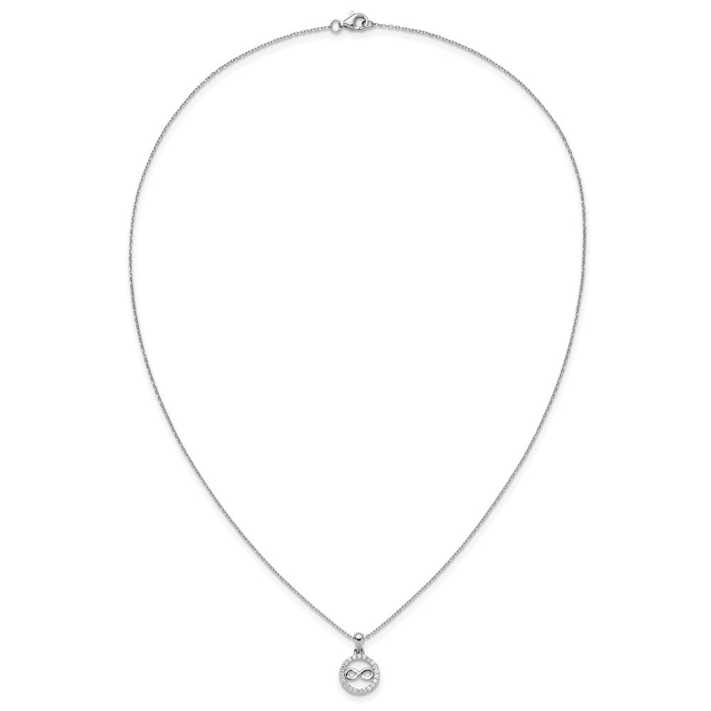 Sterling Silver Cheryl M Rh-Pltd CZ Infinity Circle Necklace/post Earrings Set