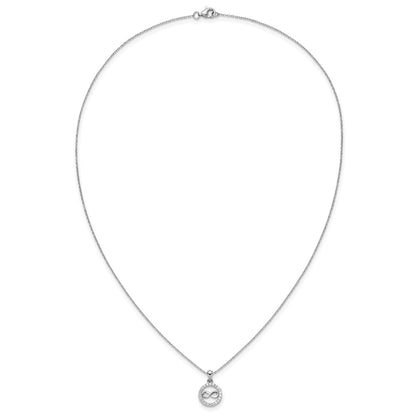 Sterling Silver Cheryl M Rh-Pltd CZ Infinity Circle Necklace/post Earrings Set