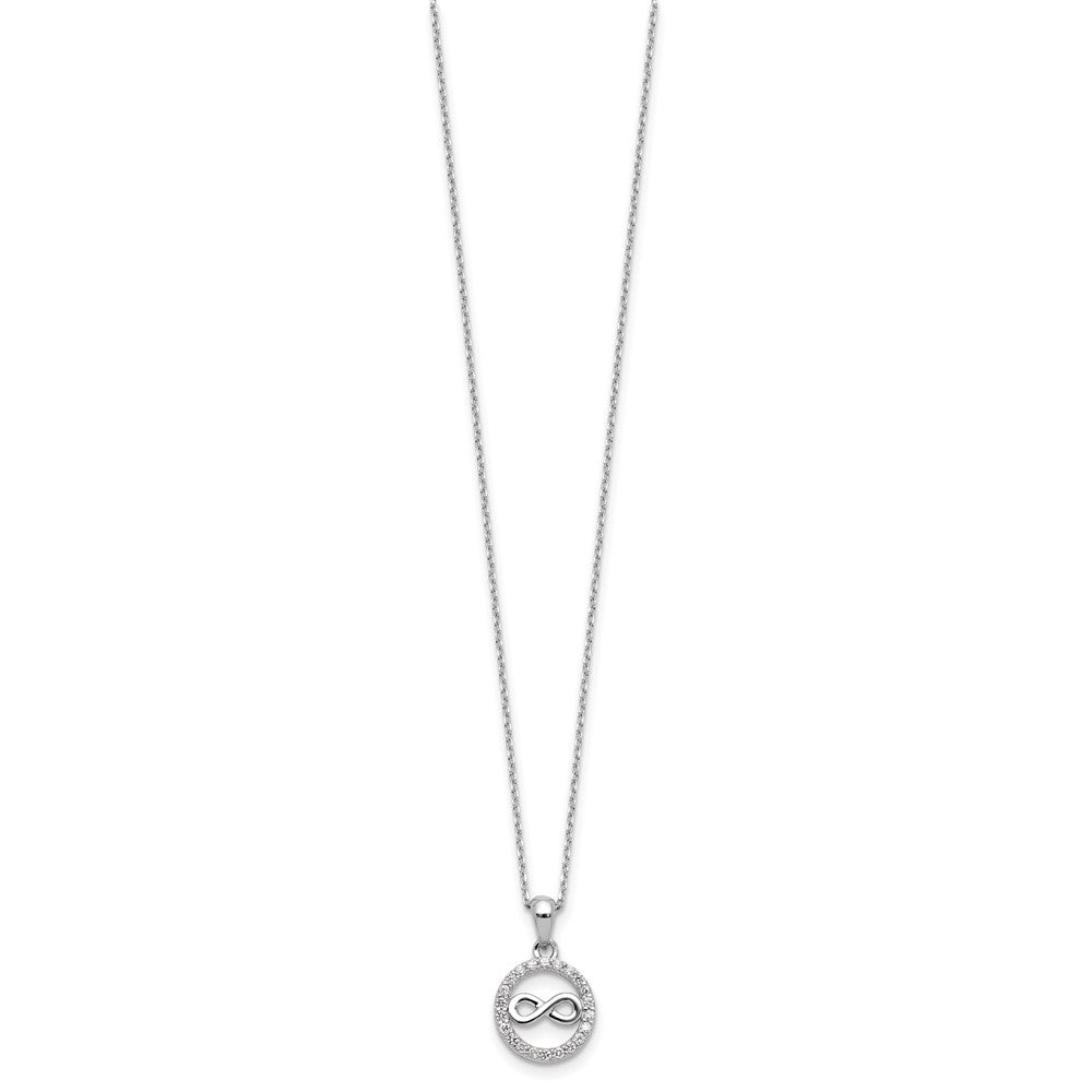 Sterling Silver Cheryl M Rh-Pltd CZ Infinity Circle Necklace/post Earrings Set