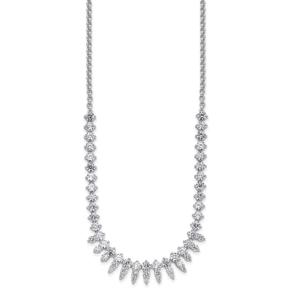 Sterling Silver Cheryl M Rhodium Plated Polished Fancy CZ Necklace