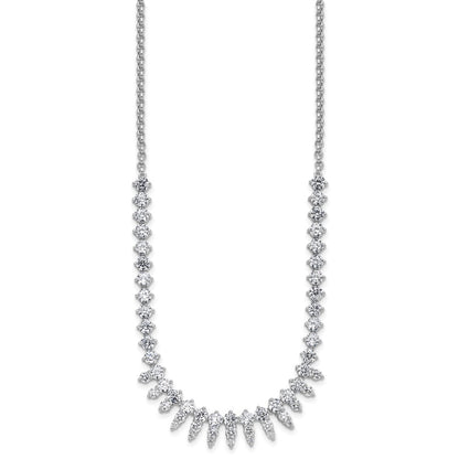 Sterling Silver Cheryl M Rhodium Plated Polished Fancy CZ Necklace