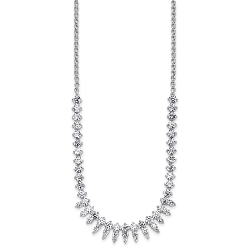 Sterling Silver Cheryl M Rhodium Plated Polished Fancy CZ Necklace