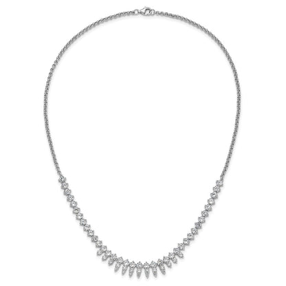 Sterling Silver Cheryl M Rhodium Plated Polished Fancy CZ Necklace