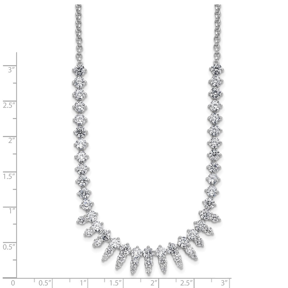 Sterling Silver Cheryl M Rhodium Plated Polished Fancy CZ Necklace