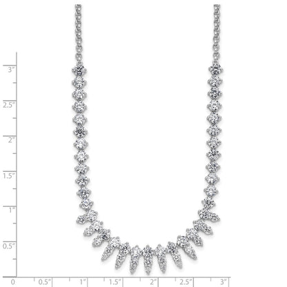 Sterling Silver Cheryl M Rhodium Plated Polished Fancy CZ Necklace
