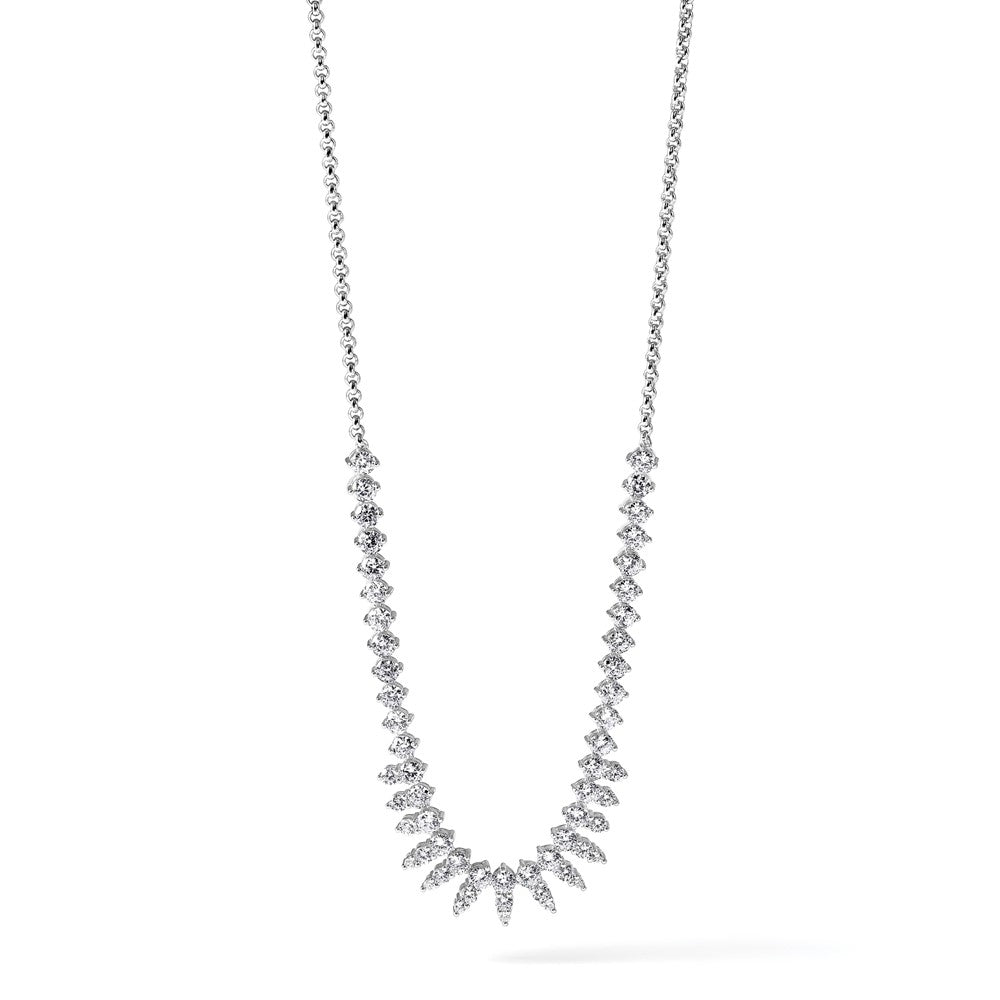 Sterling Silver Cheryl M Rhodium Plated Polished Fancy CZ Necklace