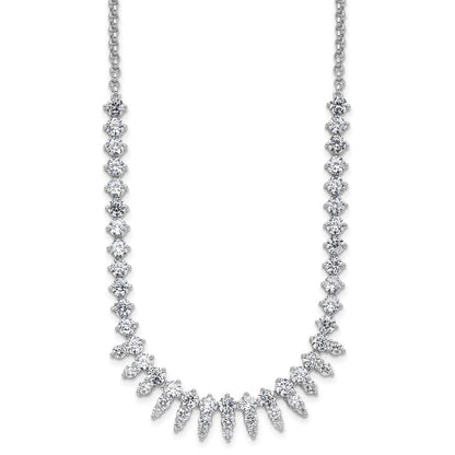 Sterling Silver Cheryl M Rhodium Plated Polished Fancy CZ Necklace