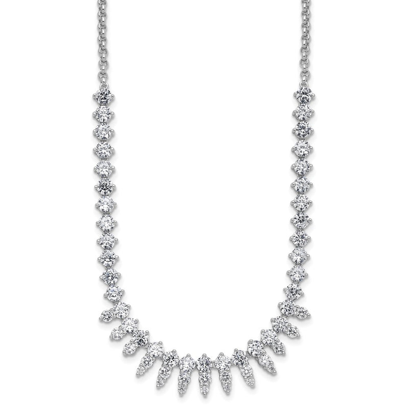 Sterling Silver Cheryl M Rhodium Plated Polished Fancy CZ Necklace