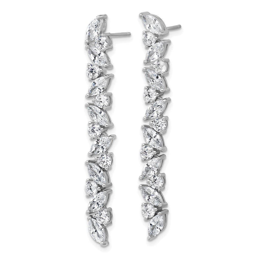 Sterling Silver Cheryl M Rh-Pltd Fancy CZ Post Dangle Earrings