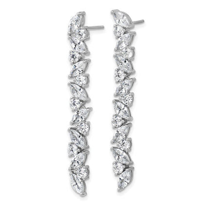 Sterling Silver Cheryl M Rh-Pltd Fancy CZ Post Dangle Earrings