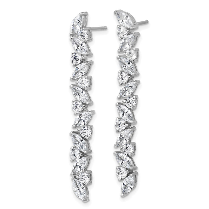 Sterling Silver Cheryl M Rh-Pltd Fancy CZ Post Dangle Earrings