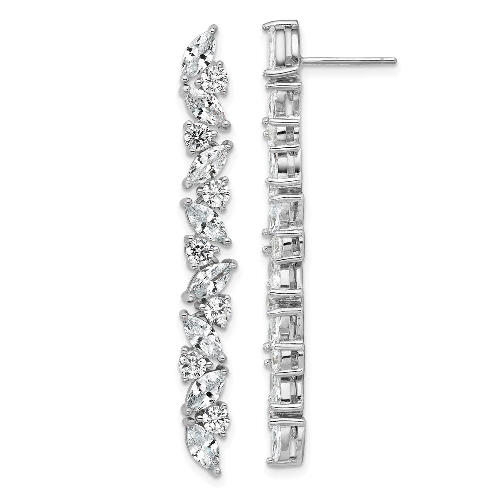 Sterling Silver Cheryl M Rh-Pltd Fancy CZ Post Dangle Earrings