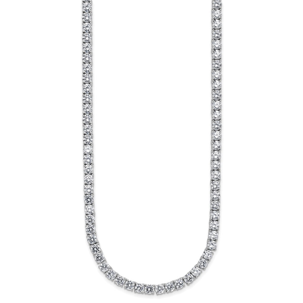 Sterling Silver Cheryl M Rh-Pltd 4mm CZ W/ Safety Clasp Tennis Necklace