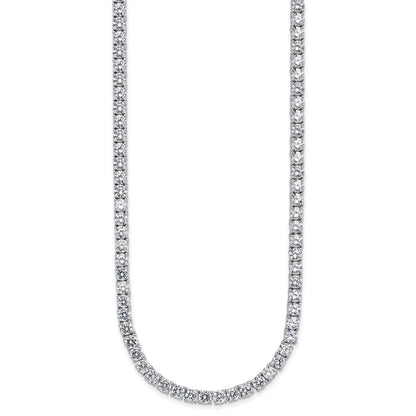 Sterling Silver Cheryl M Rh-Pltd 4mm CZ W/ Safety Clasp Tennis Necklace