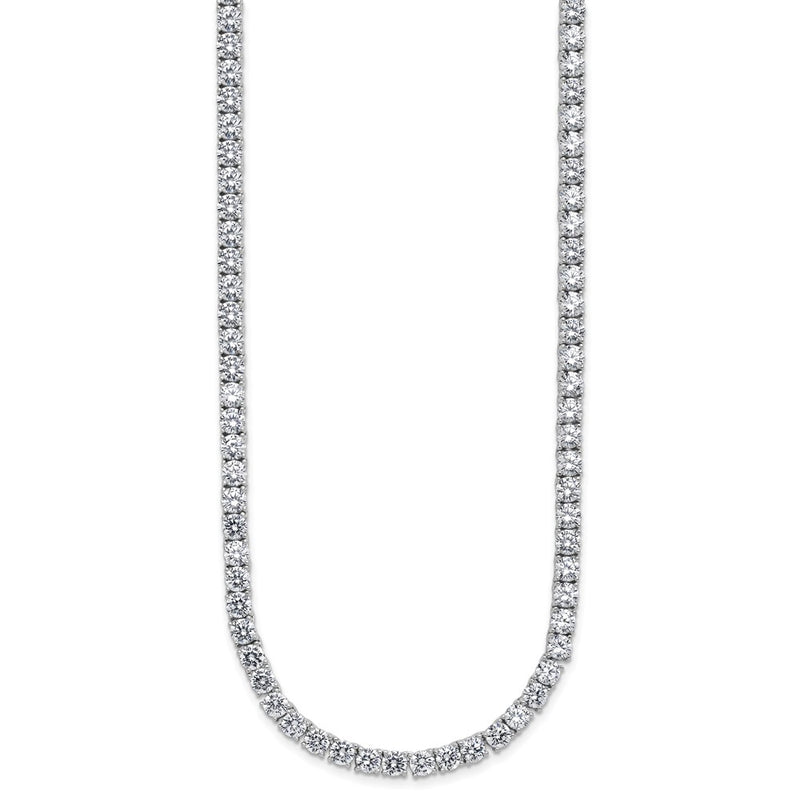 Sterling Silver Cheryl M Rh-Pltd 4mm CZ W/ Safety Clasp Tennis Necklace