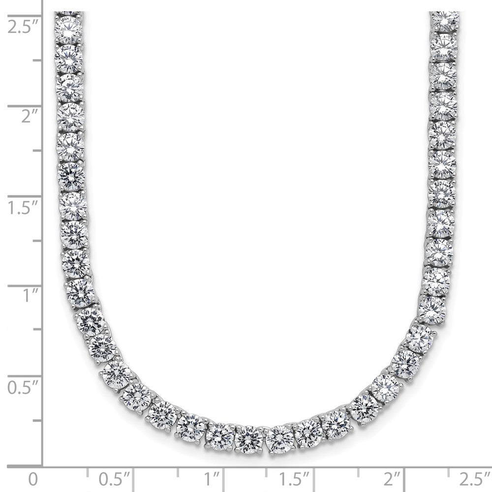 Sterling Silver Cheryl M Rh-Pltd 4mm CZ W/ Safety Clasp Tennis Necklace