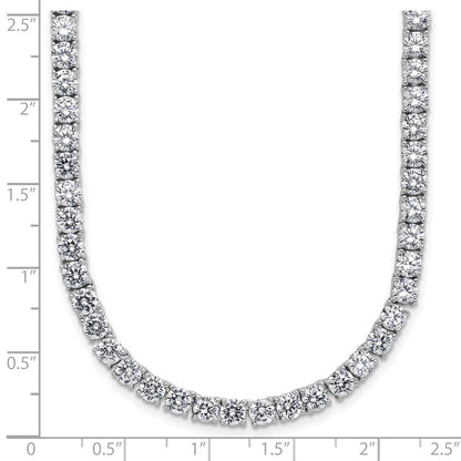 Sterling Silver Cheryl M Rh-Pltd 4mm CZ W/ Safety Clasp Tennis Necklace