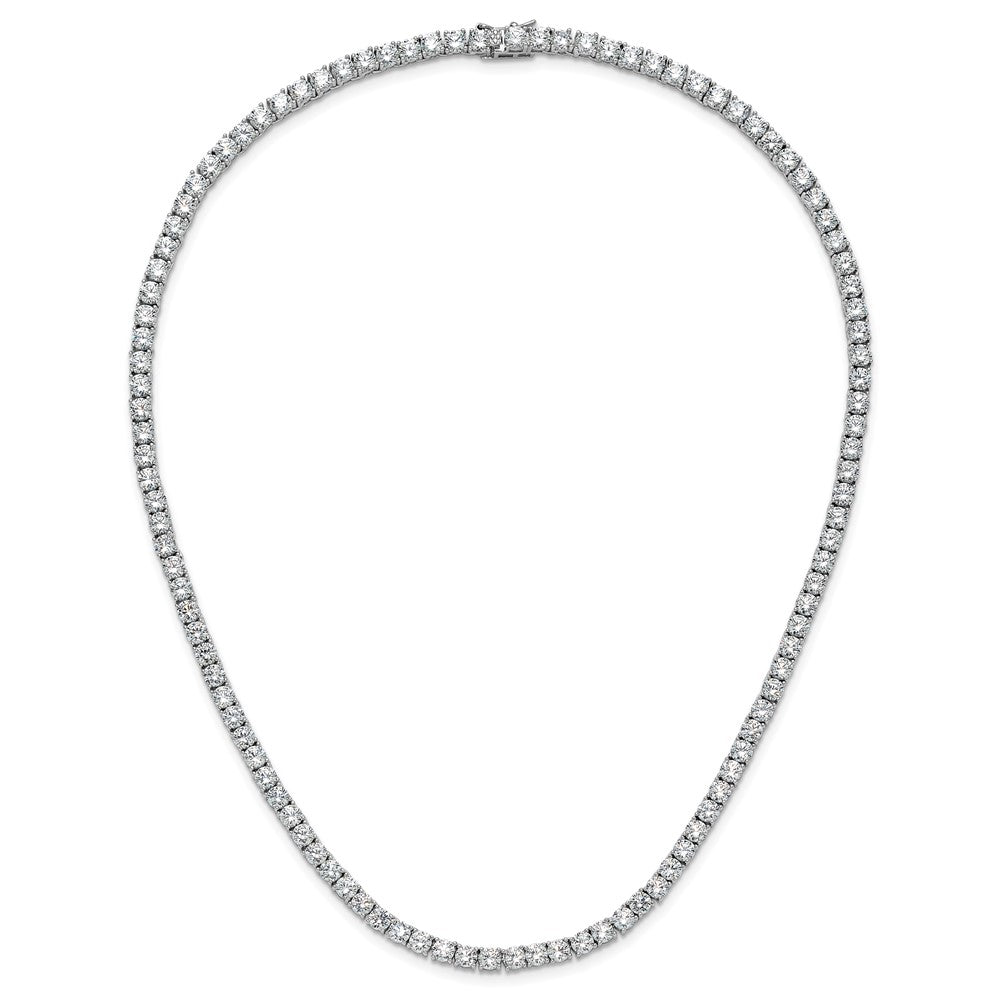 Sterling Silver Cheryl M Rh-Pltd 4mm CZ W/ Safety Clasp Tennis Necklace