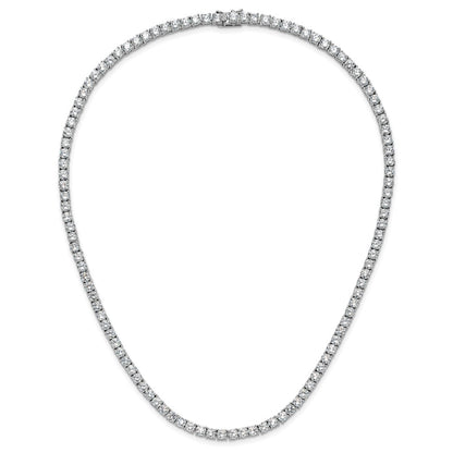 Sterling Silver Cheryl M Rh-Pltd 4mm CZ W/ Safety Clasp Tennis Necklace